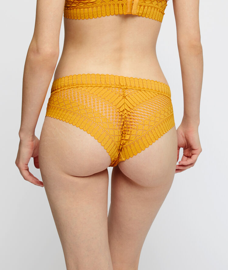 Culote de encaje, talle alto amarillo.