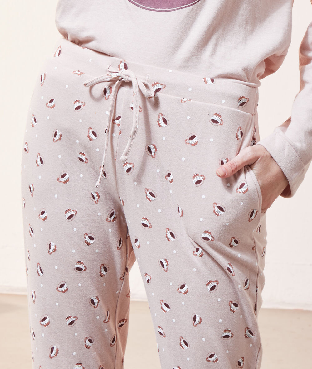 Pantalón pijama estampado rosa.
