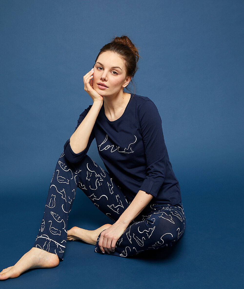 Camiseta estampado 'love' azul.