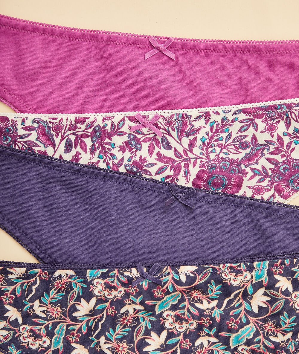 Lote de 4 tangas violeta.