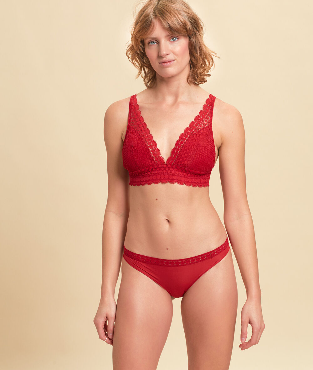 Braguita de encaje y microfibra rojo.