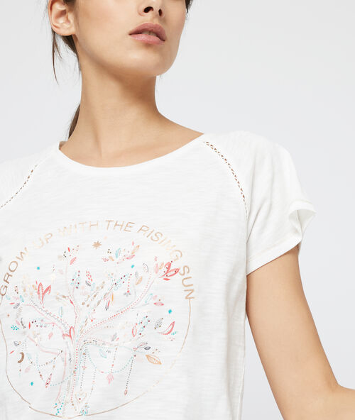 Camiseta manga corta estampada crudo.