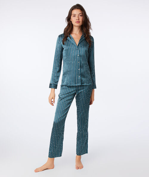 Pantalón satén estampado de rayas Pantalón satén estampado de rayas