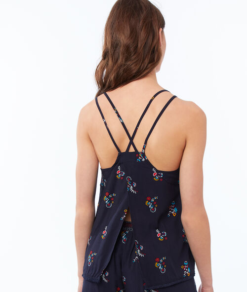 Top holgado estampado floral marine.