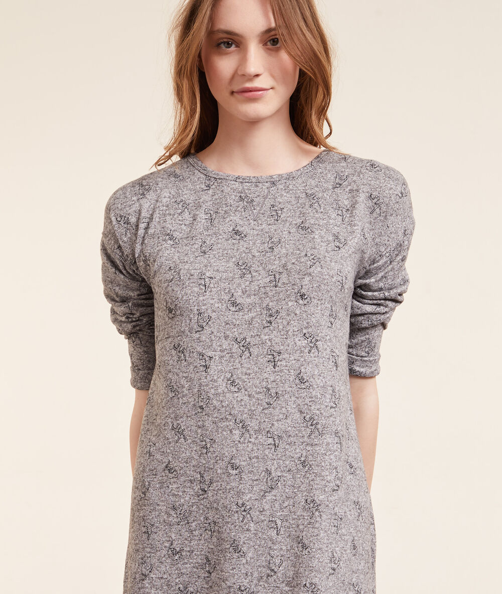 Camisón manga larga estampado c.gris.