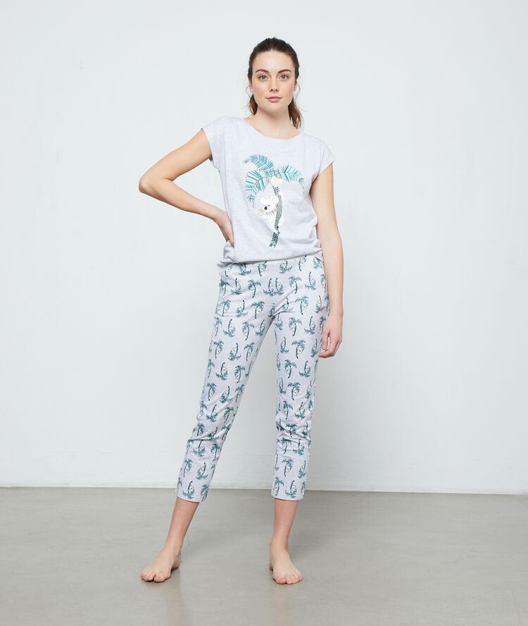 Pantalón capri estampado palmeras c.gris.