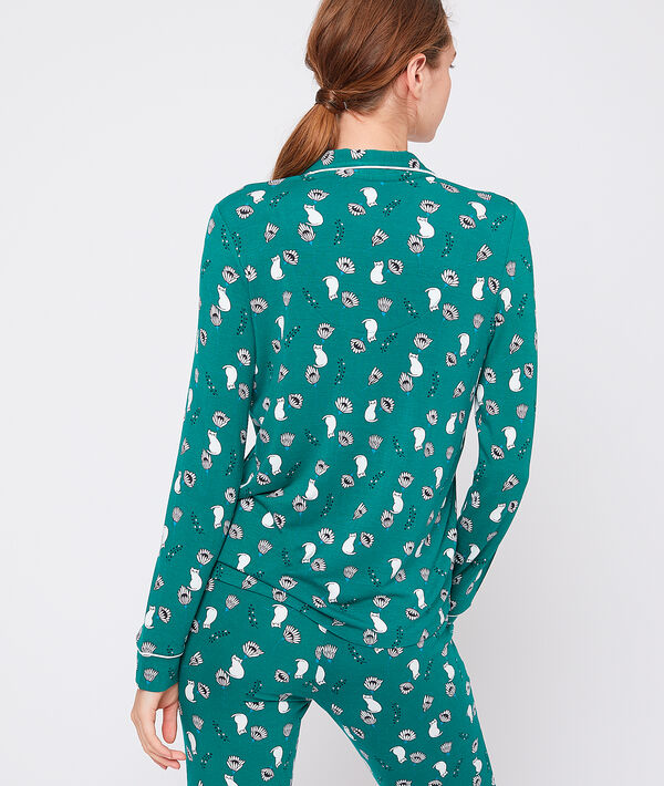 Camisa pijama estampado felinos. Viscosa ecoresponsable Camisa pijama estampado felinos. Viscosa ecoresponsable