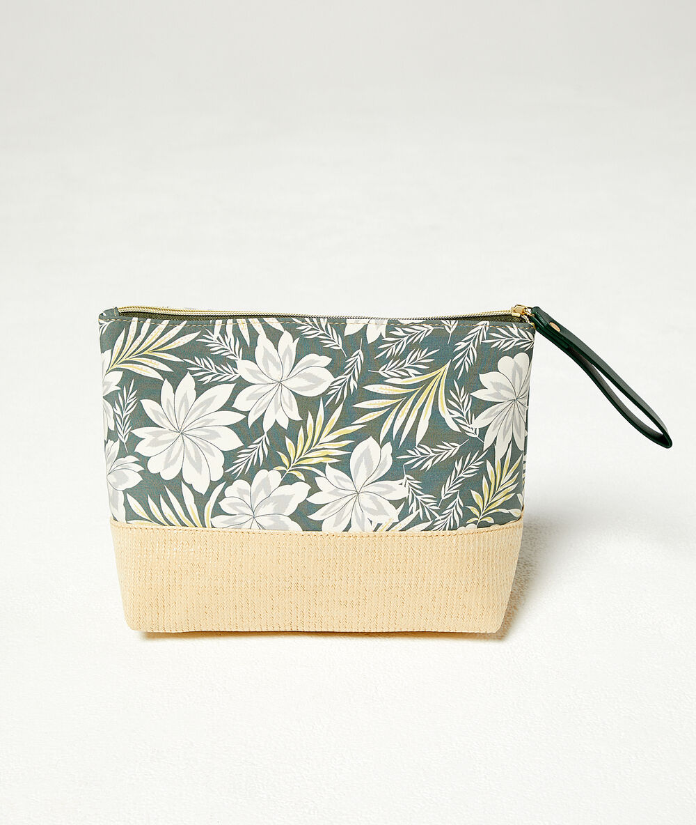 Neceser estampado floral verde.