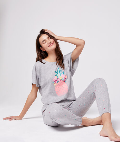 Camiseta estampado piña c.gris.