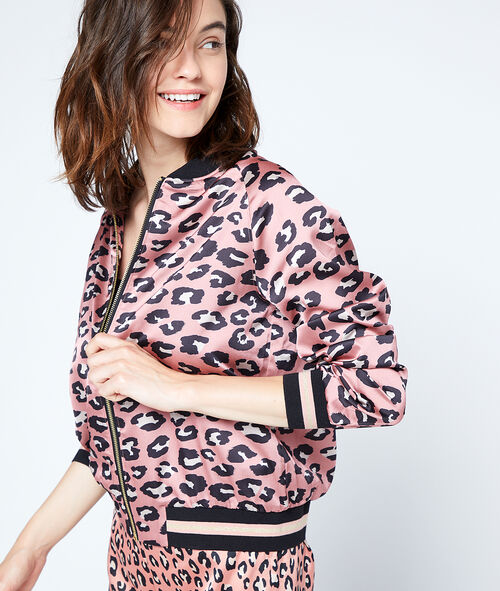 Chaqueta de satén estampado leopardo Chaqueta de satén estampado leopardo