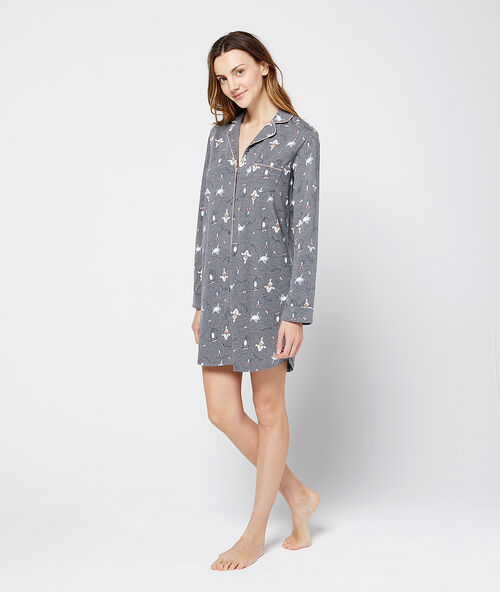 Camisón estampado de perros y gatos c.gris.