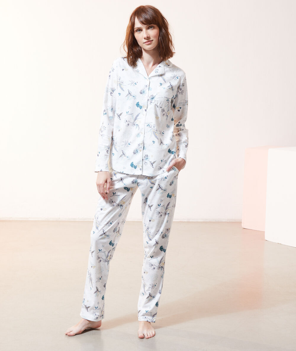 Pantalón pijama estampado crudo.