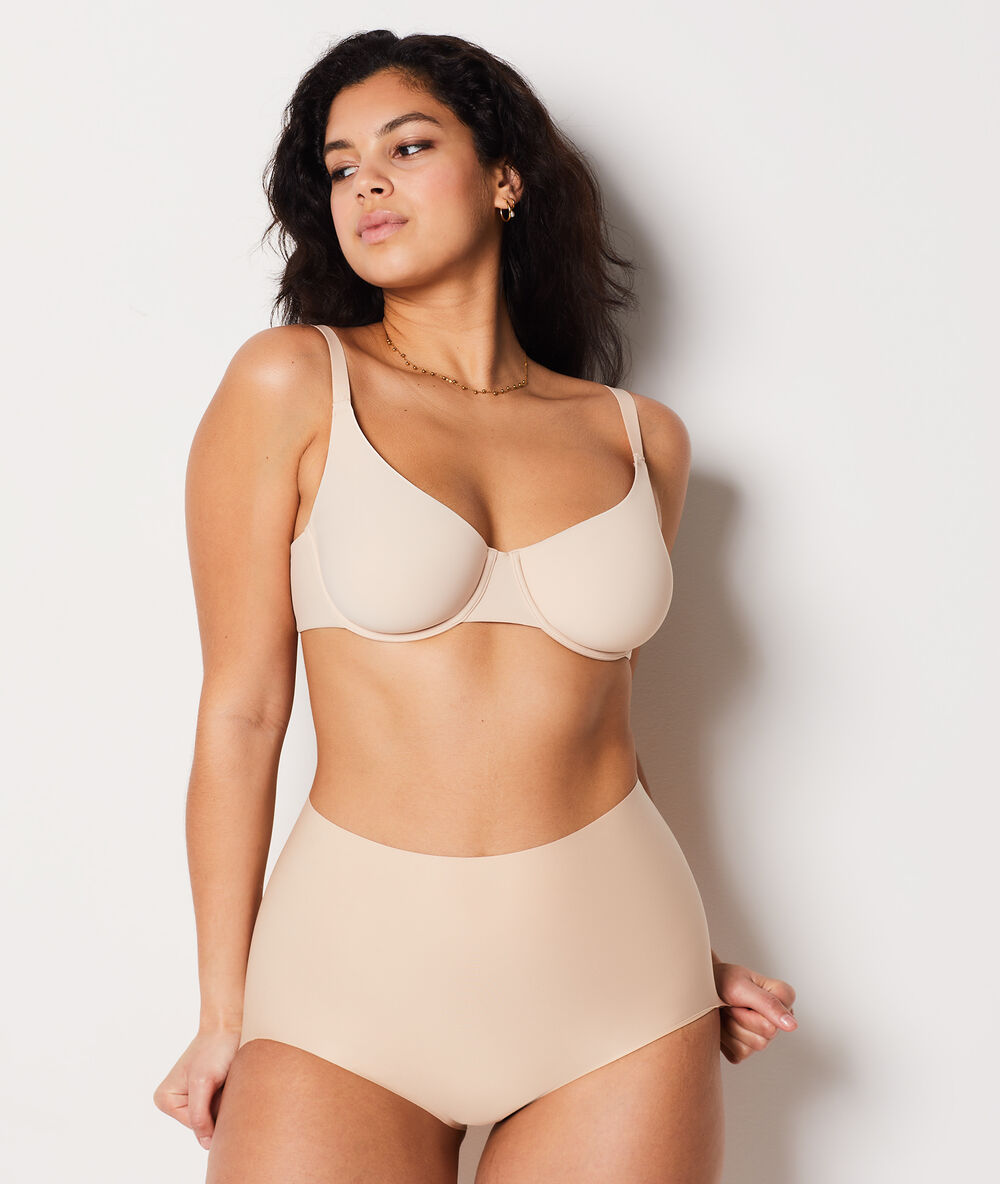 Braguita talle alto de microfibra. sujeción fuerte c.beige.