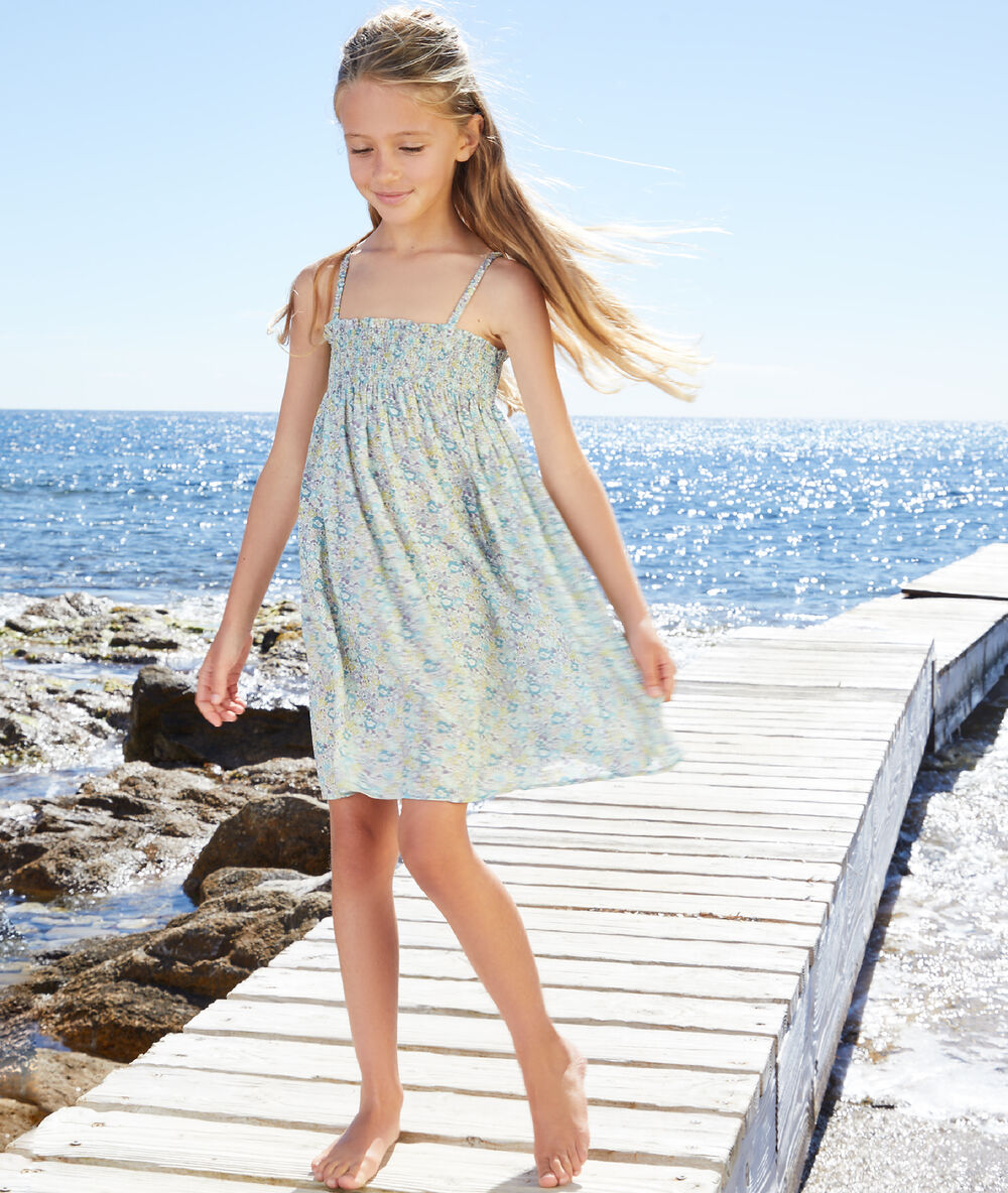 Vestido niña tejido liberty celadón.