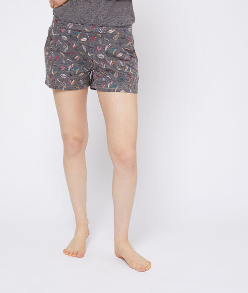 Pantalón corto estampado plumas antracita.