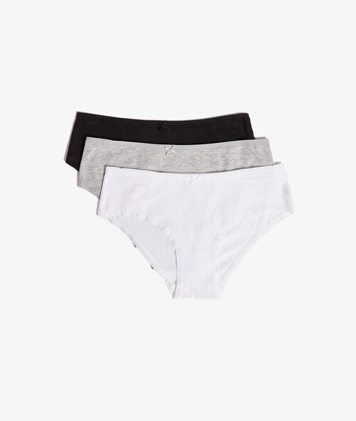 Lote de 3 culotes de algodón blanco/negro/c.gris.