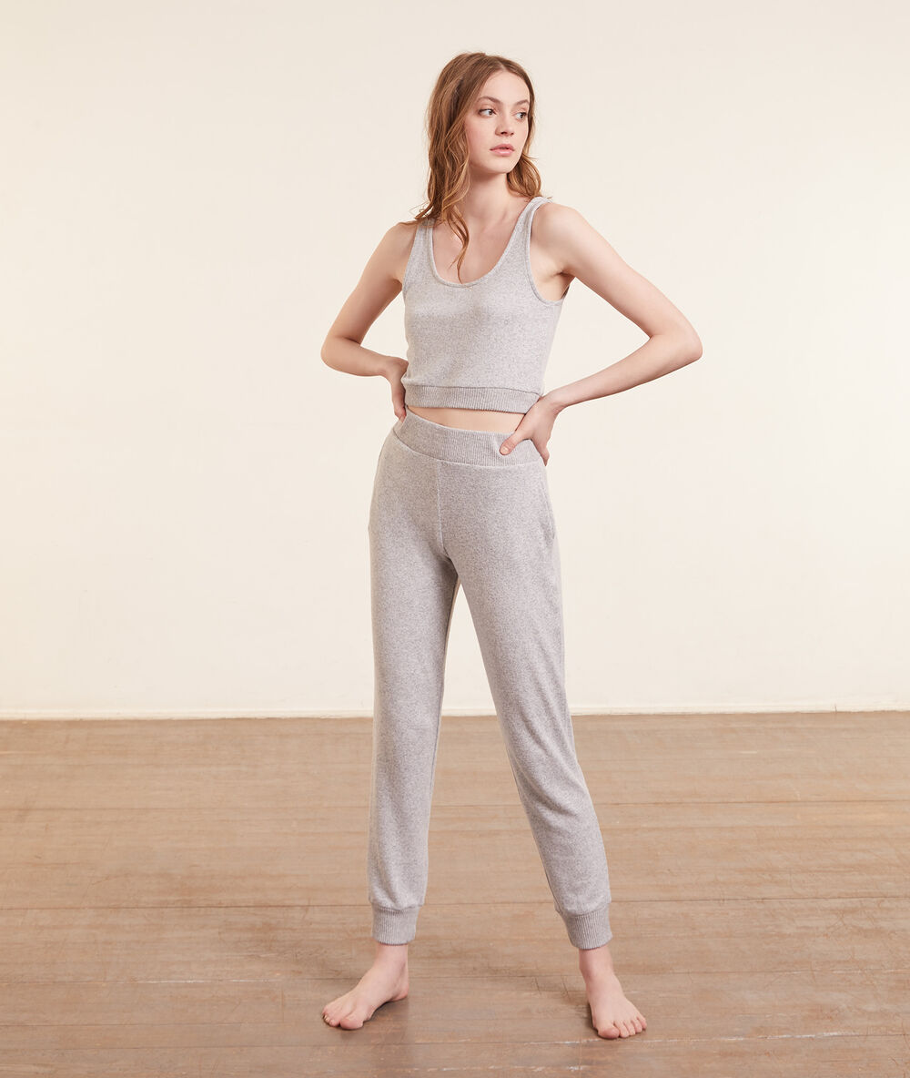 Crop top viscosa reciclada c.gris.