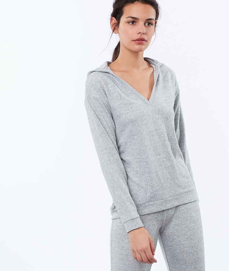 Sudadera con capucha jaspeada c.gris.