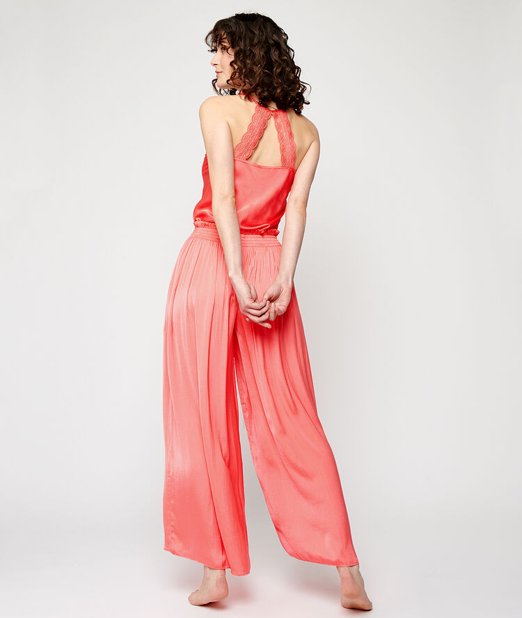 Pantalón largo holgado coral.