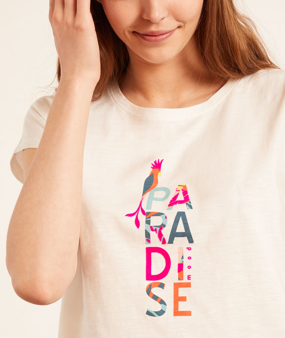 Camiseta dibujo 'paradise' crudo.