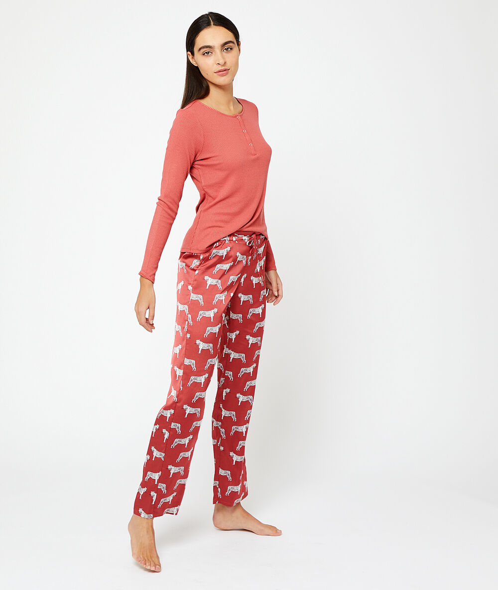 Pantalón estampado tigres rosa.