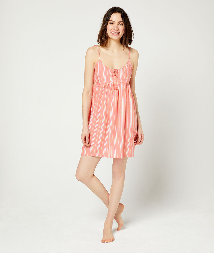 Camisón holgado estampado de rayas coral.