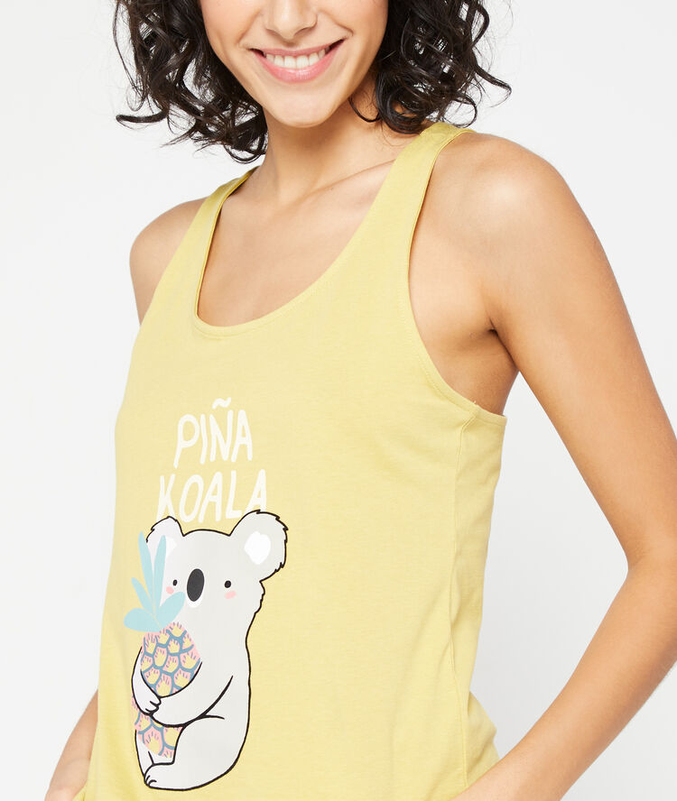 Top estampado 'piña koala' anís.