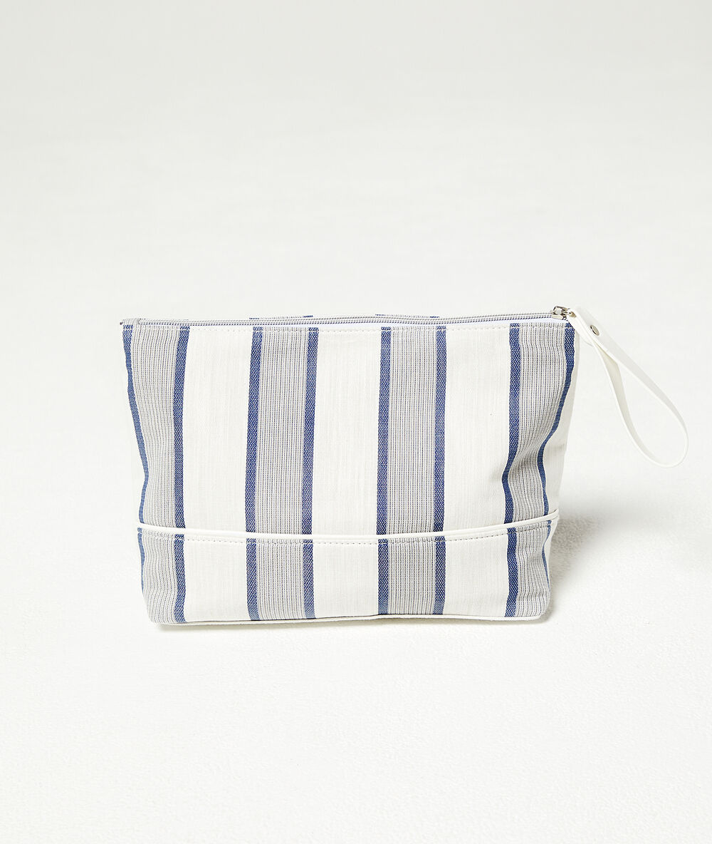 Neceser estampado de rayas blancoo.