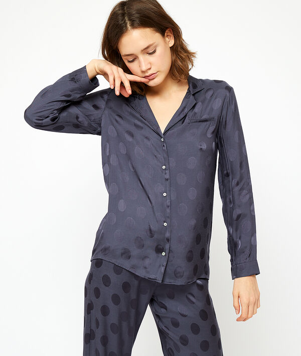 Camisa pijama satén estampado de lunares Camisa pijama satén estampado de lunares;${refinementColor}