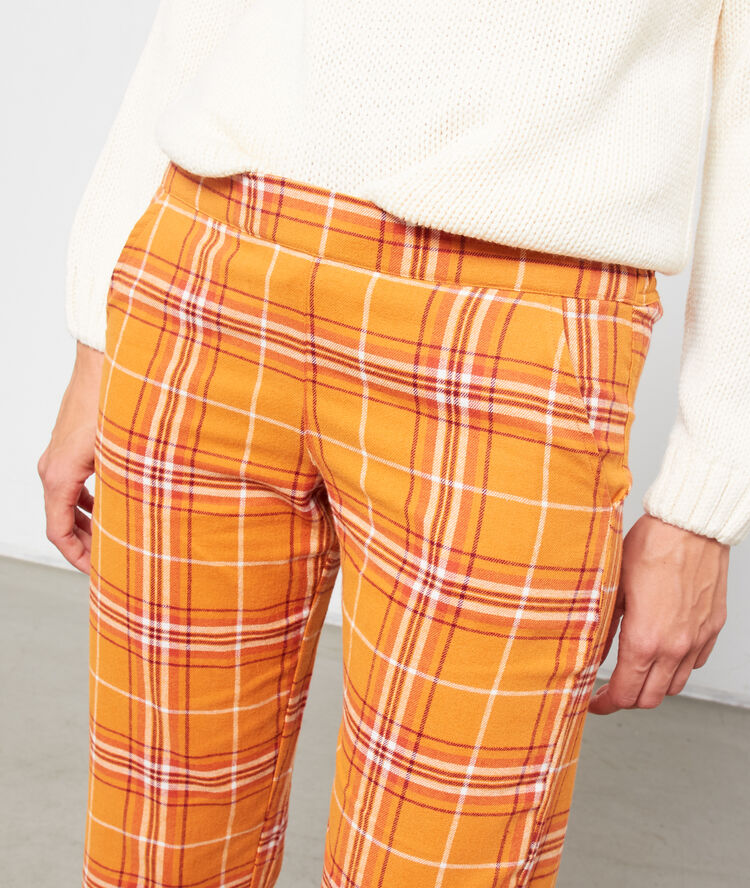 Pantalón estampado de cuadros c.ocre.