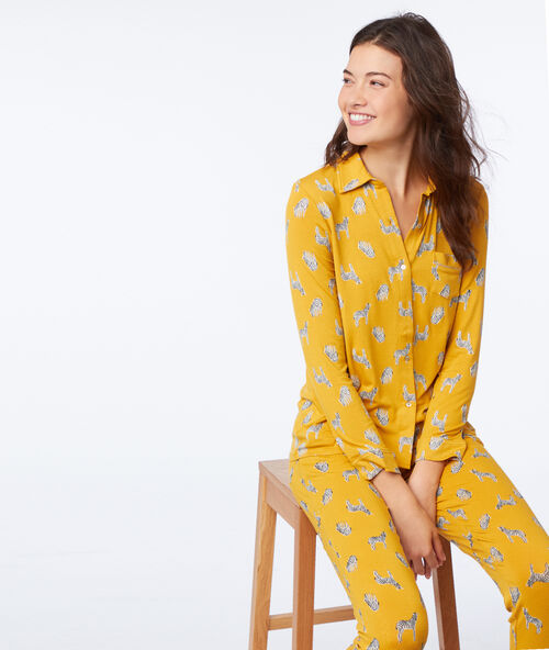 Camisa pijama estampado de cebras c.ocre.