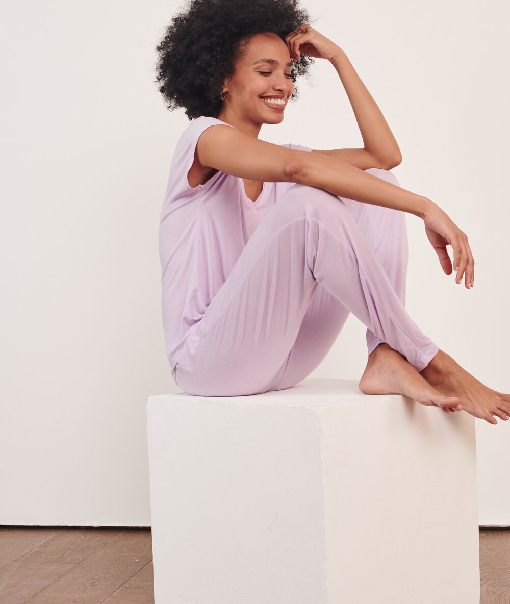 Es - pantalon de pyjama uni lilas.