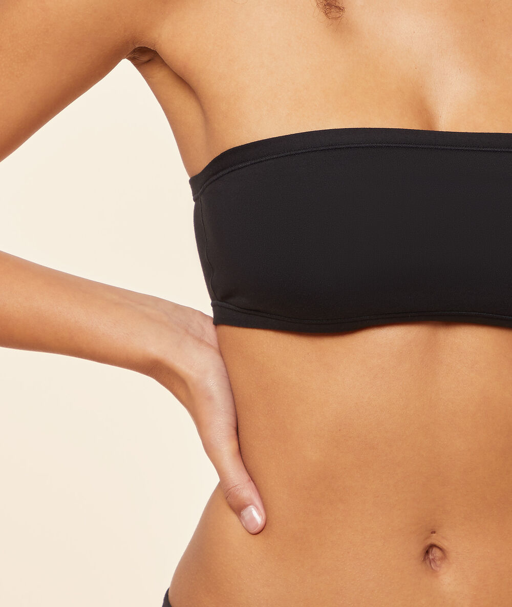 Top bandeau sin aros de algodón negro.