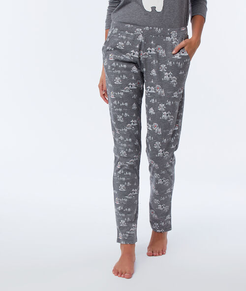 Pijama 3 piezas oso y pingüino c.gris.