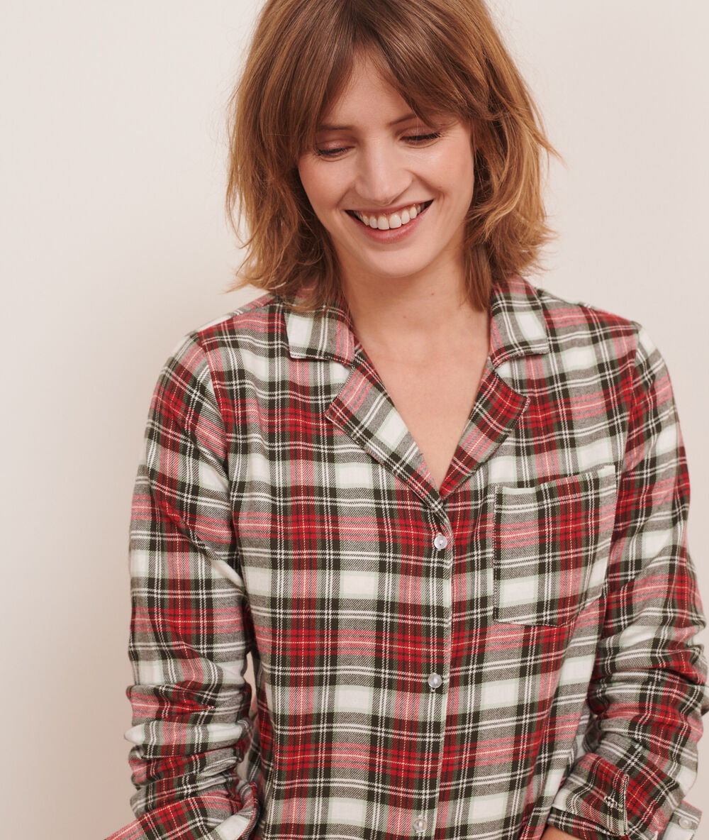 Camisón estampado de cuadros rojo.