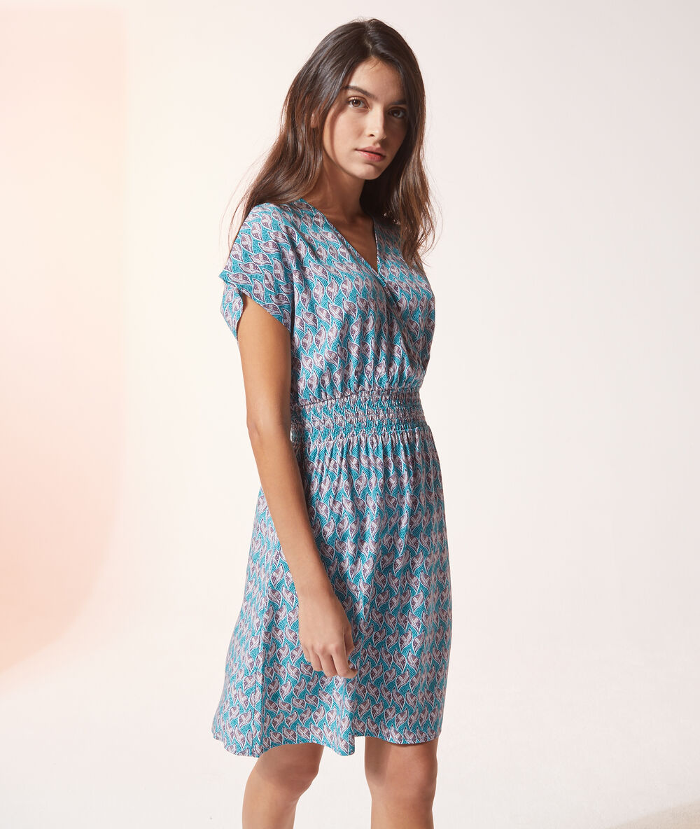 Camisón étnico estampado verde.