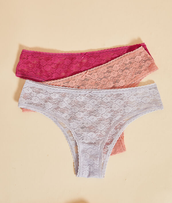Lote 3 braguitas encaje floral Lote 3 braguitas encaje floral;${refinementColor}