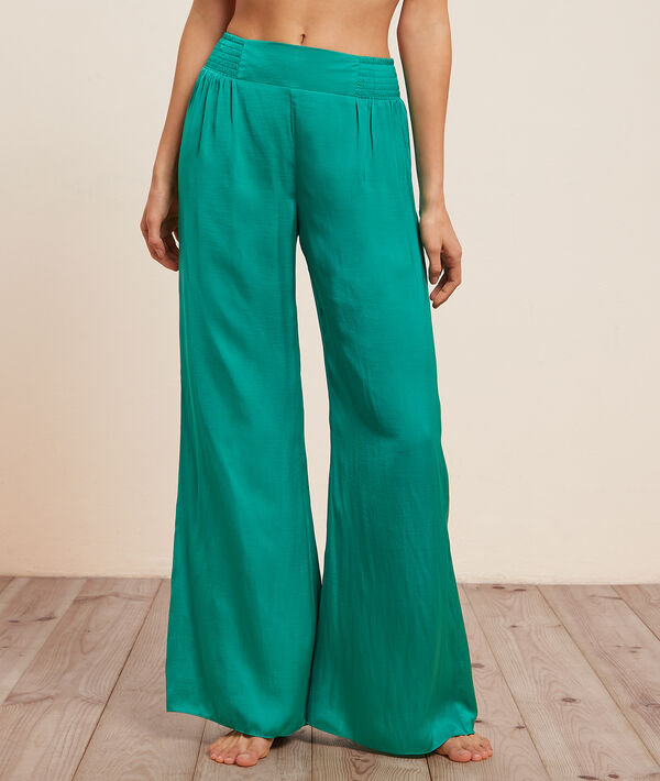 Pantalón de pijama ancho de satén Pantalón de pijama ancho de satén;${refinementColor}