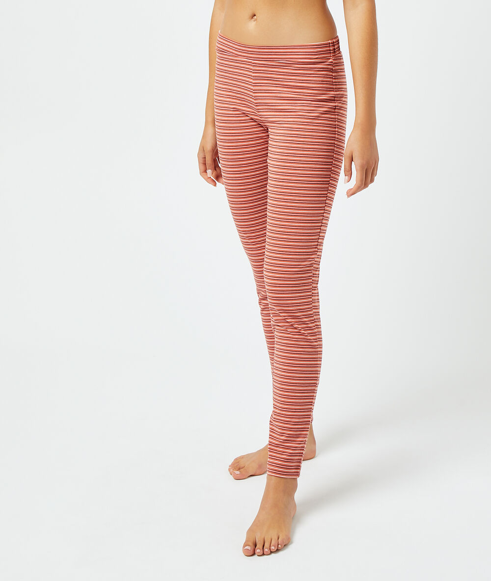 Pantalón pijama estampado rayas rojo teja.
