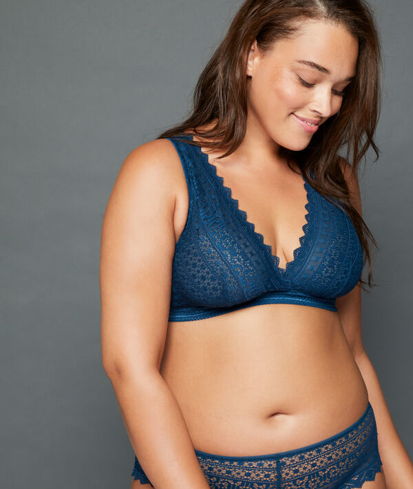 Bralette de encaje gráfico, abertura espalda Bralette de encaje gráfico, abertura espalda