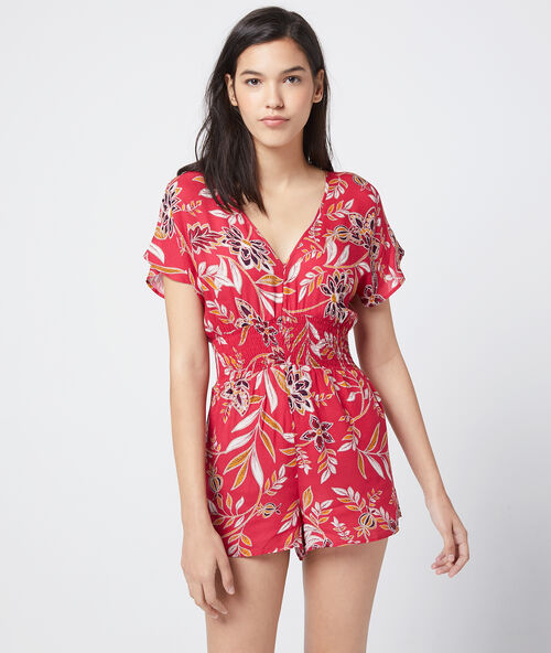 Mono corto estampado floral fucsia.