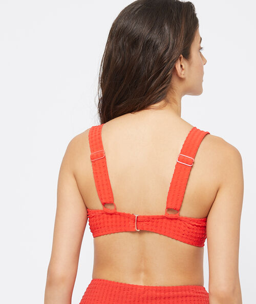 Sujetador bikini con foam suave relieve. copa b-e rojo.