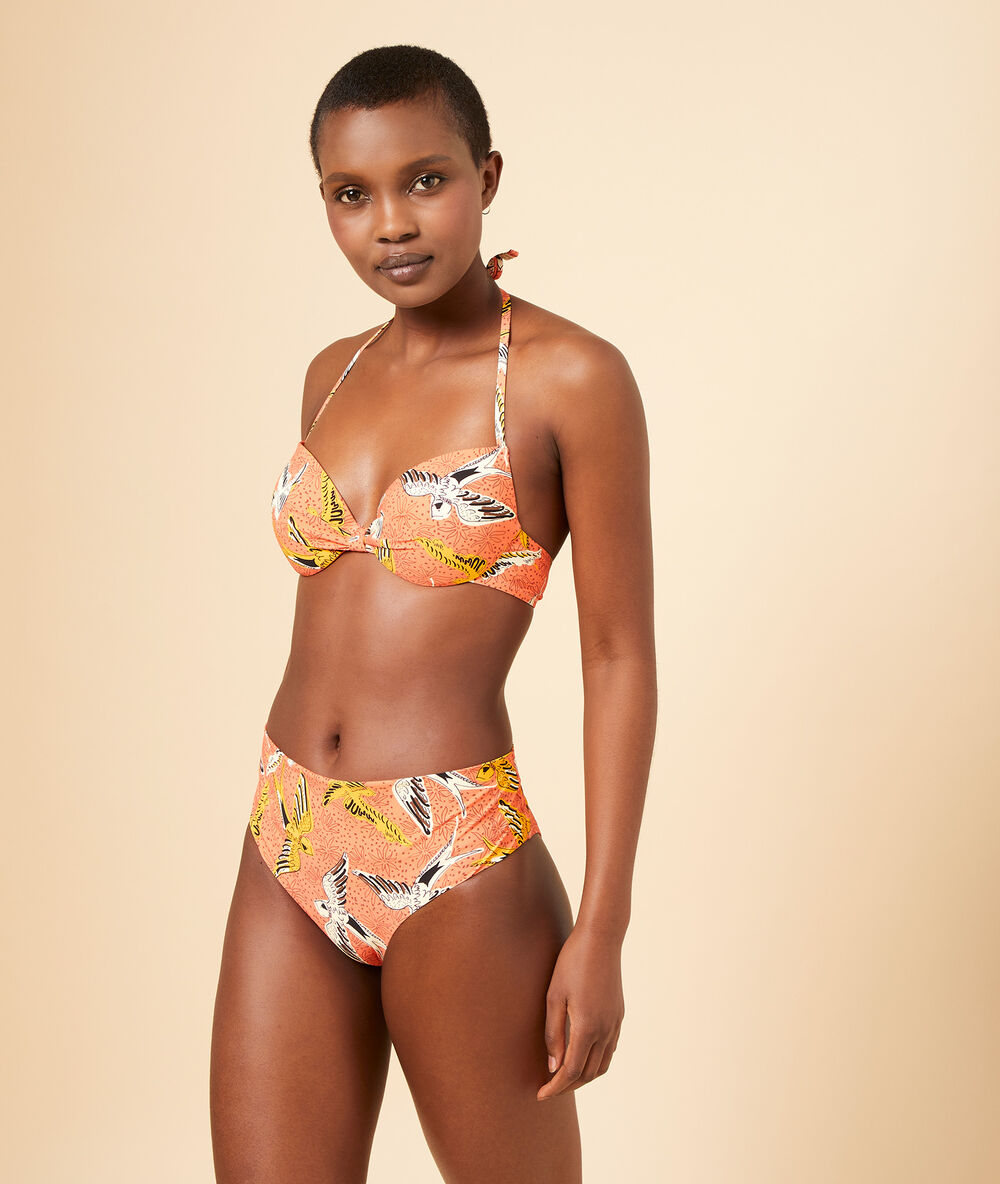 Braguita bikini multiposición coral.