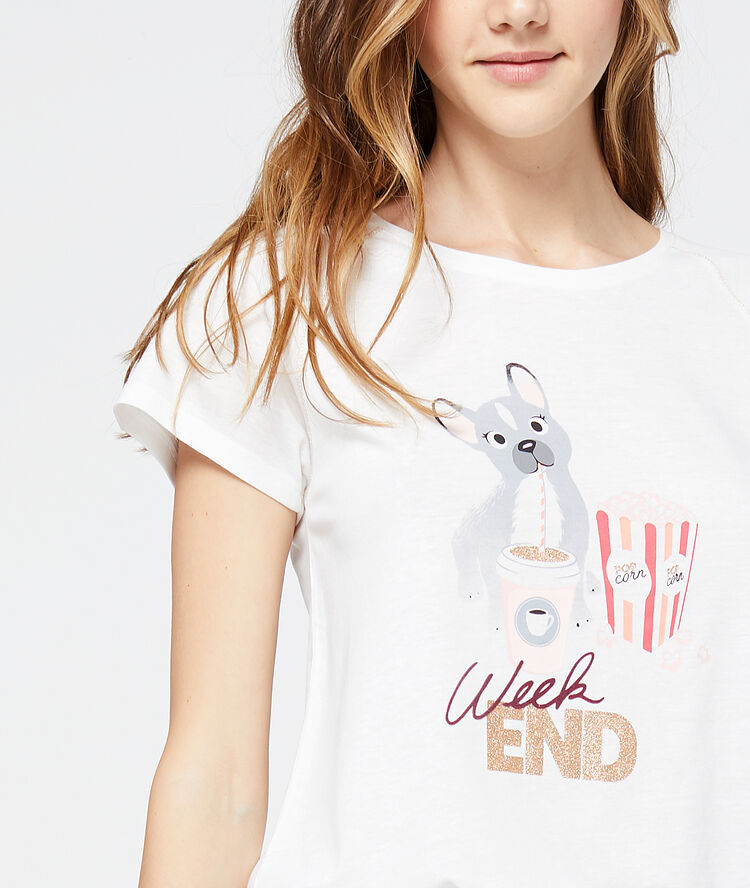Camiseta estampado perro crudo.