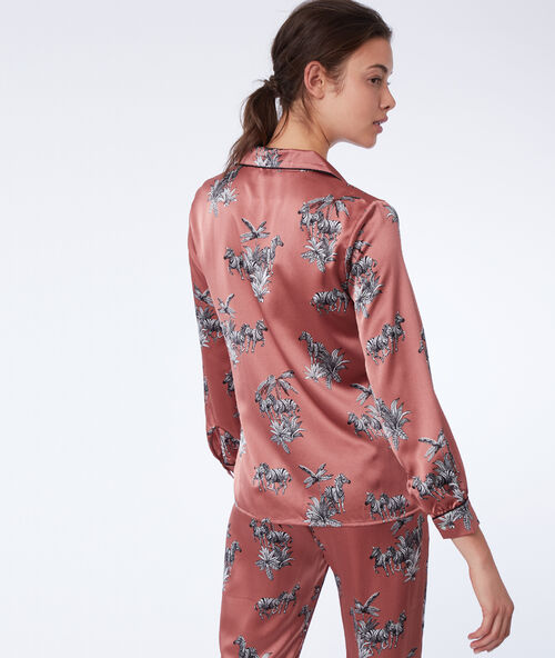 Camisa pijama estampado cebras rosa.