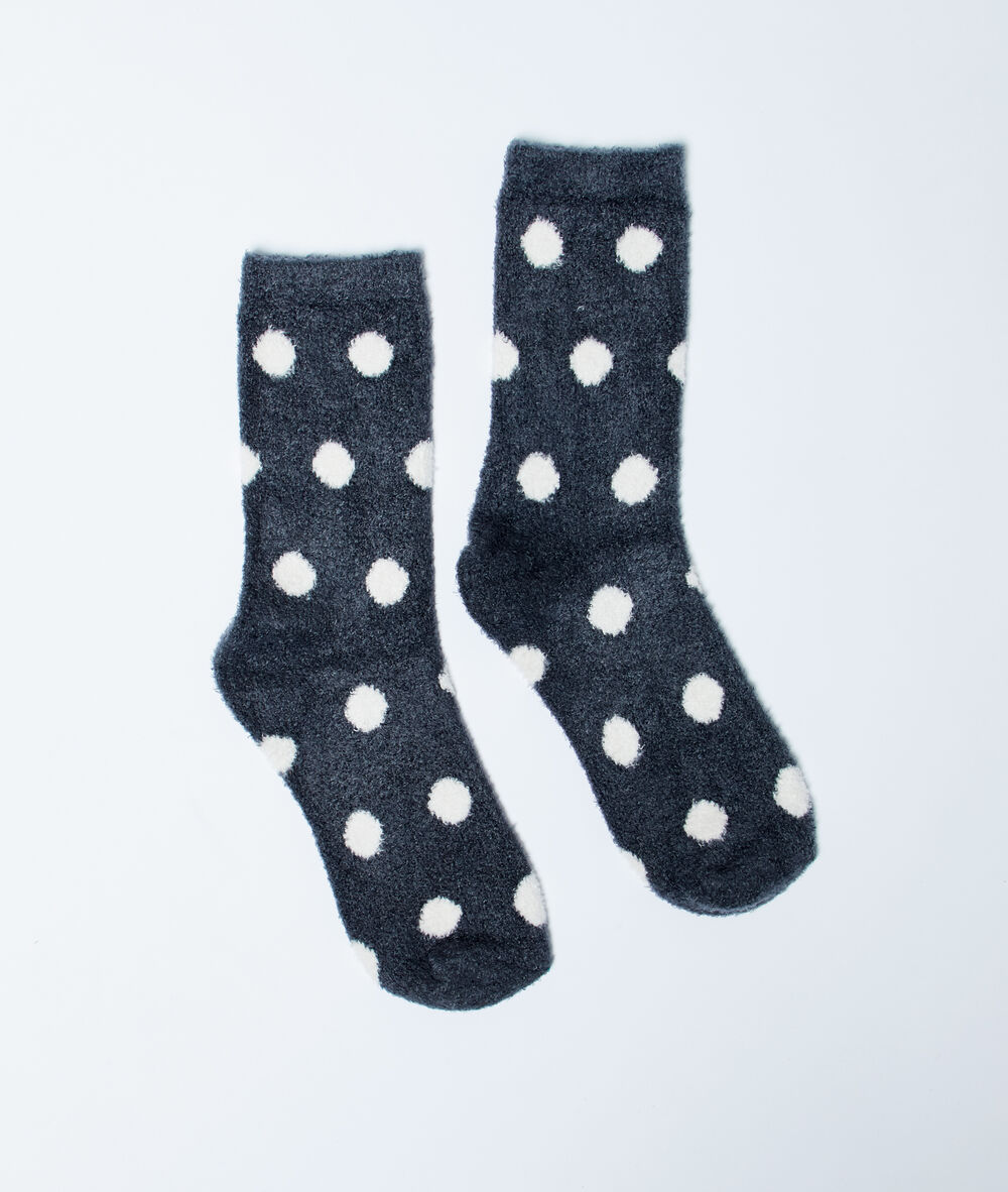 Calcetines estampado de lunares negro.