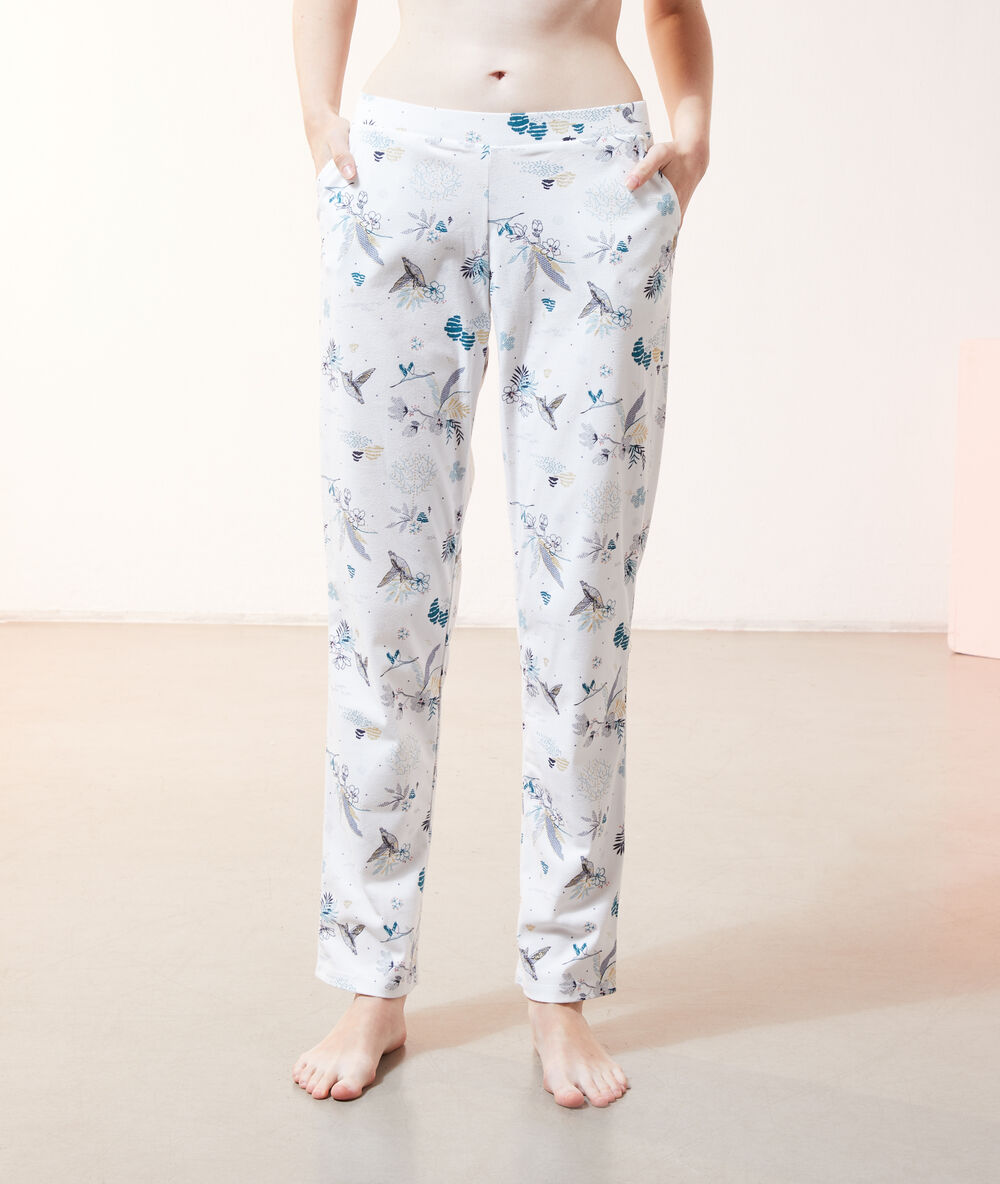 Pantalón pijama estampado crudo.