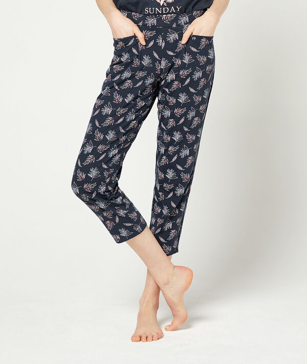 Pantalón 7/8 estampado hojas Pantalón 7/8 estampado hojas;${refinementColor}