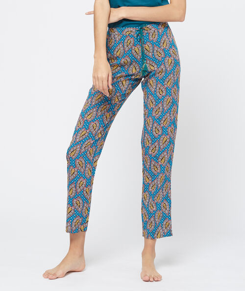 Pantal&oacute;n estampado 7/8 azul.