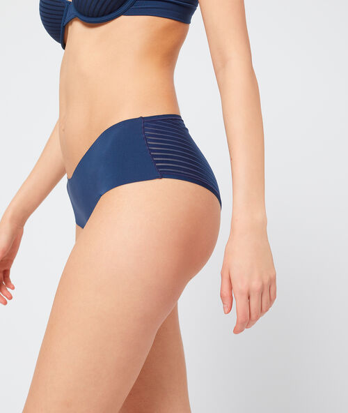 Braguita de microfibra, dos texturas azul marino.